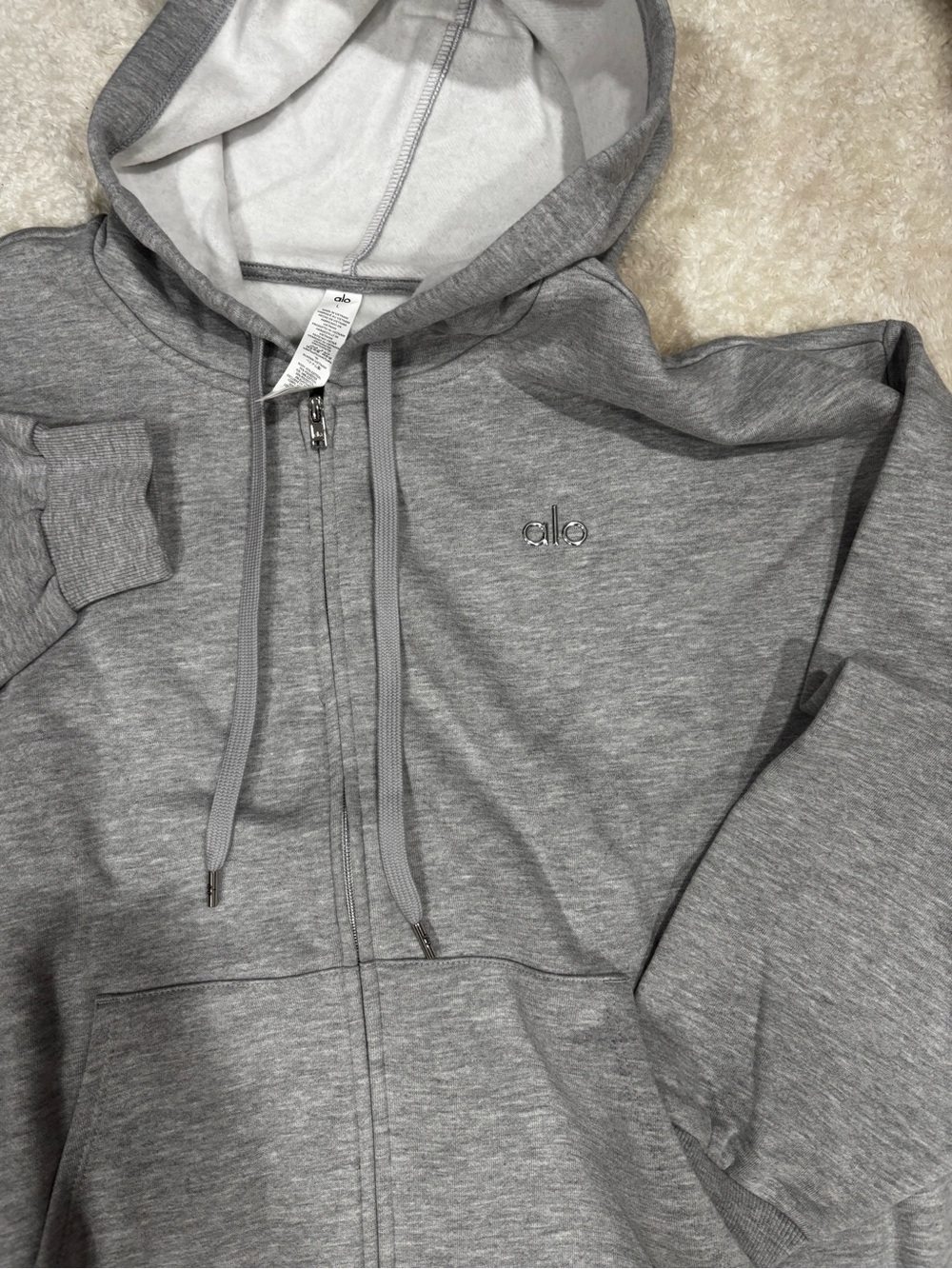 ALO Yoga Men’s Heather Gray Zip-Up Hoodie